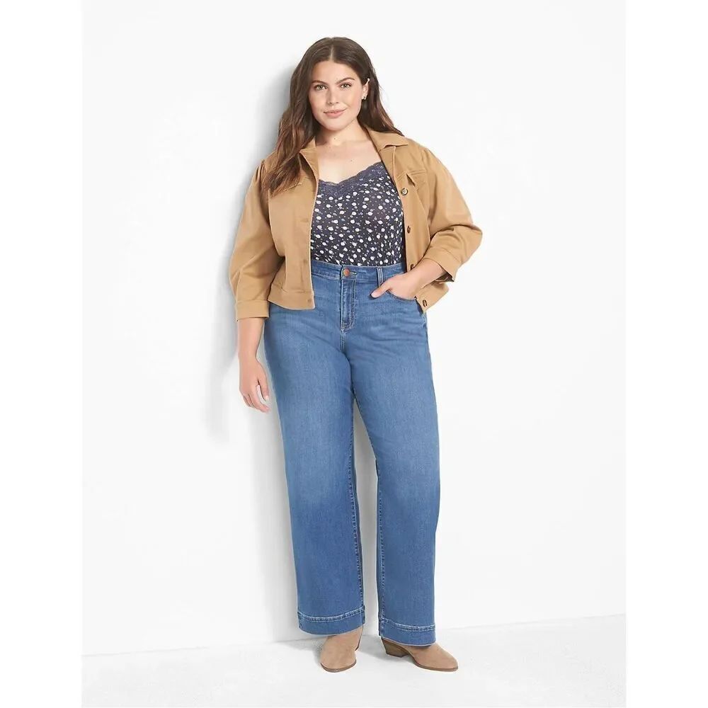 Lane Bryant Signature Fit Flex Magic Waistband Wide Leg Jeans Women’s Size 24